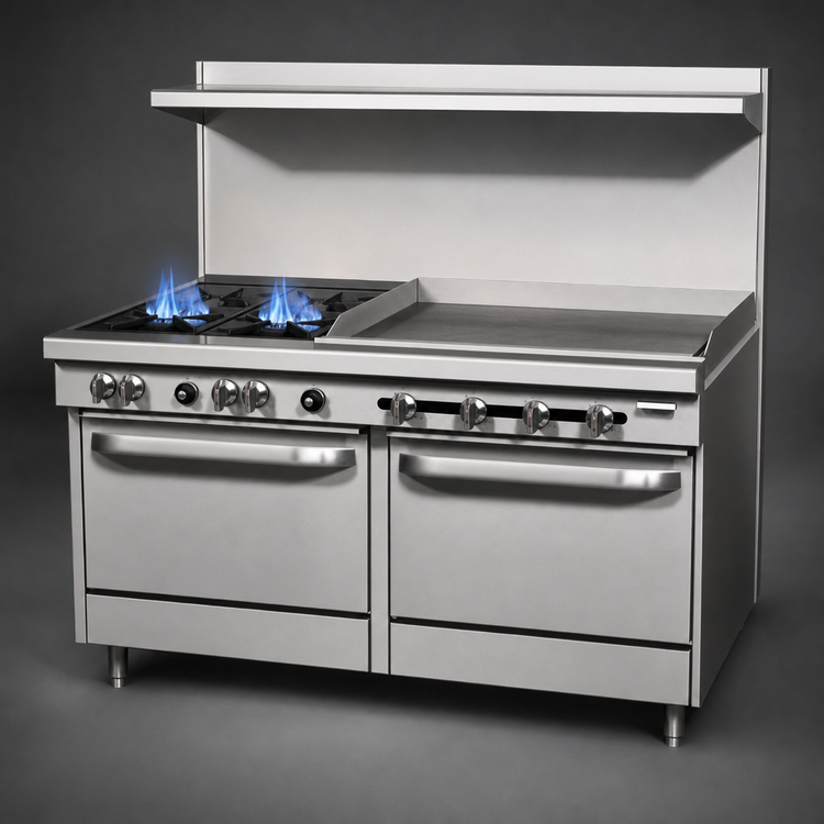 Product image #4 for Southbend S-Series 60-3/4-Inch Gas Restaurant Range with 2 Open Burners, 48-Inch Griddle, and 2 Cabinet Bases