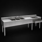 Thumbnail image #4 for Eagle Group 1800 Series BC7C-18L 84-Inch Underbar Combination Unit with 24-Inch Ice Bin, 3 Sinks & Dual Drainboards