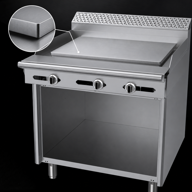 Product image #4 for Garland Cuisine 36-Inch Gas Plancha Range with 5/8-Inch Steel Plate and Open Storage Cabinet Base