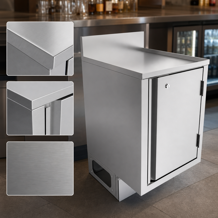 Product image #5 for BK Resources Call Series 18 x 21 Inch Flat Top Underbar Cabinet with Pedestal Base and Hinged Locking Door