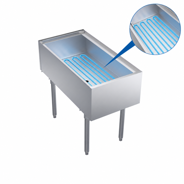 Product image #4 for Krowne Royal Series Pass-Thru Underbar Ice Bin/Cocktail Station with 10-Circuit Cold Plate