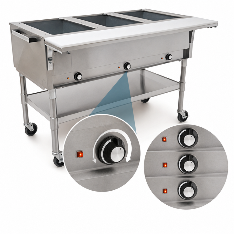 Product image #4 for Eagle Group 66-Inch Portable Electric Hot Food Table with 4 Dry Wells and Cutting Board