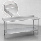 Thumbnail image #4 for Duke Manufacturing 416-2484-2R 84 x 24-Inch, 36-Inch High Stainless Steel Work Table, 16-Gauge 400 Series Top, Riser, Galvanized Undershelf