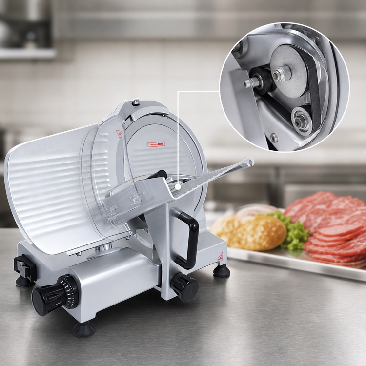 Product image #4 for Uniworld 12-Inch Manual Gravity Feed Belt-Driven Meat Slicer