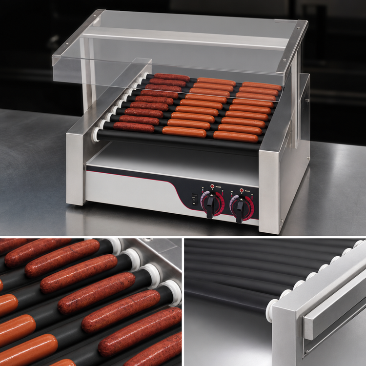 Product image #4 for APW Wyott X*PERT HotRod HRS-31S Slanted Surface 10-Roller Hot Dog Grill