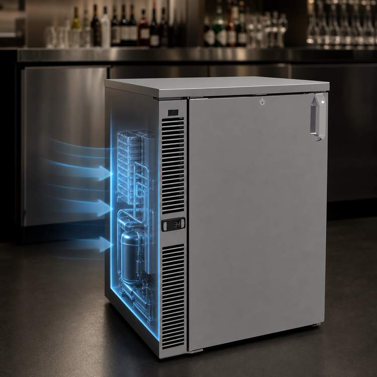 Product image #4 for Glastender One-Zone Side-Serviced Bar Profile Back Bar Cooler, 24 Inch Wide, One-Section, Self-Contained Refrigeration