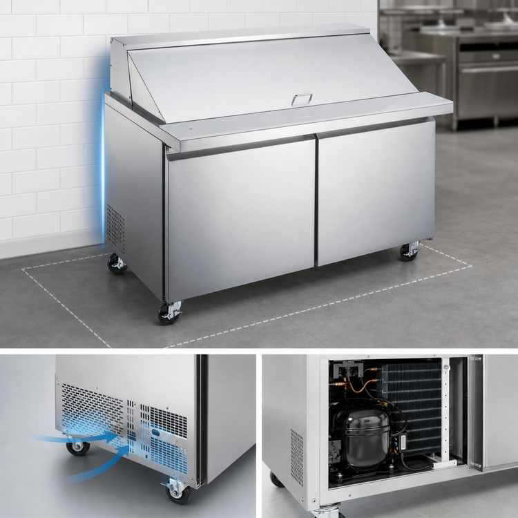 Product image #5 for Omcan Mega Top 47-Inch Two-Section Refrigerated Salad/Sandwich Prep Table