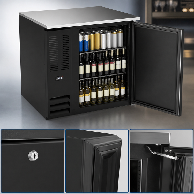 Product image #4 for Beverage-Air BB36HC-B One-Section Back Bar Refrigerator, 36 Inch Wide, Solid Door, Black