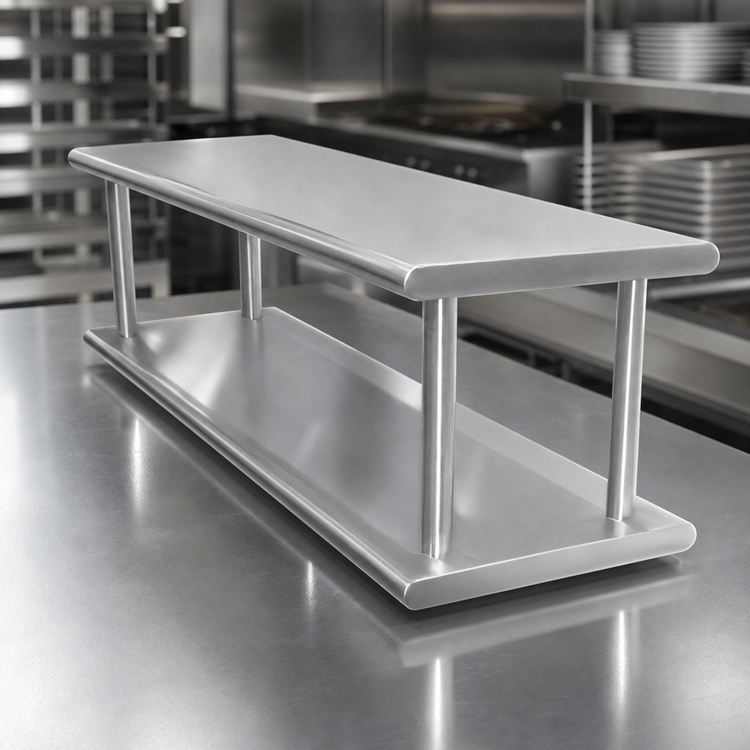 Product image #4 for Advance Tabco Double-Tier Pass-Thru Shelf, 72 x 24 Inches, 18/430 Stainless Steel