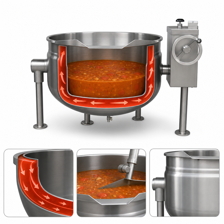 Product image #4 for Crown DLT-40F 40 Gallon Direct Steam Full Jacketed Tilting Kettle