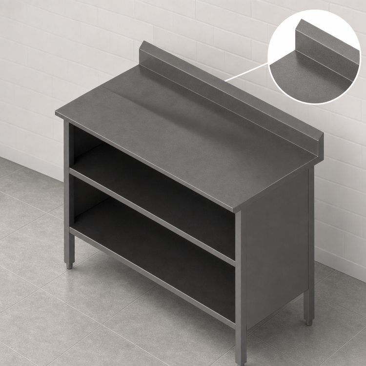 Product image #4 for John Boos Open-Front Enclosed Base Work Table with 5-Inch Rear Riser, 48 x 30 Inches, Stainless Steel