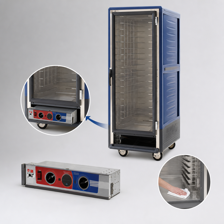Product image #4 for Metro C5 3 Series Full-Height Combination Heated Holding & Proofing Cabinet with Clear Door, Blue Insulation Armour, Lip Load Slides