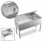 Thumbnail image #4 for Krowne Royal Series KR19-42R Two-Compartment Stainless Steel Underbar Sink with Left Drainboard and Faucet, 48 x 19 Inches