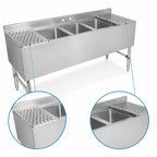 Thumbnail image #4 for John Boos UBS3-2172-2D18 72-Inch 3-Compartment Underbar Sink Unit with Dual 18-Inch Drainboards, Stainless Steel