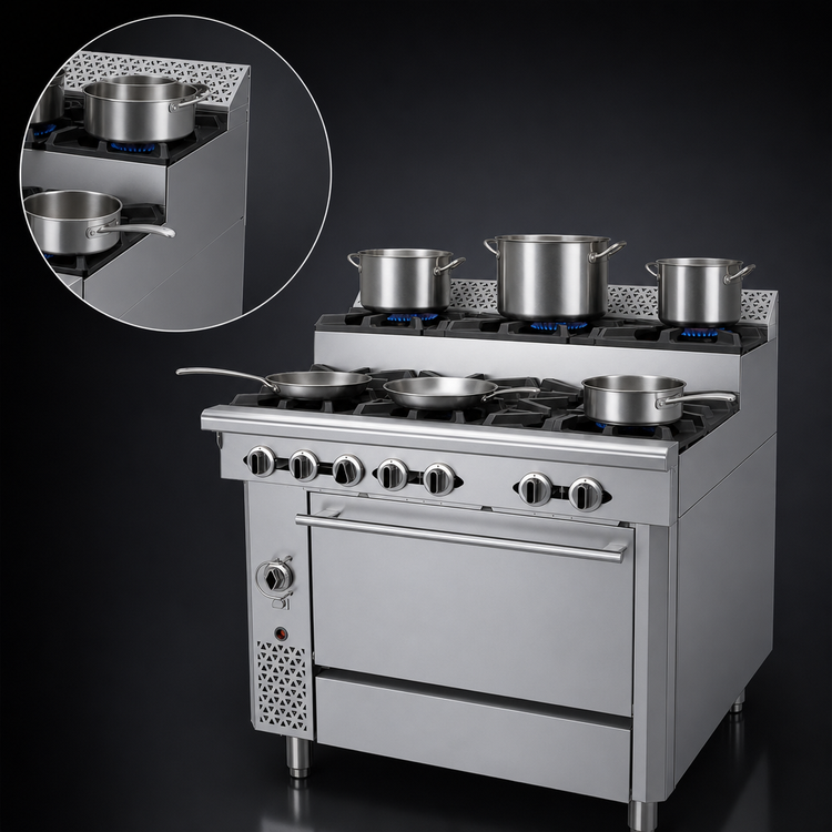 Product image #4 for Garland Cuisine Series 36-Inch Heavy Duty Step-Up Gas Range with 6 Open Burners and Convection Oven