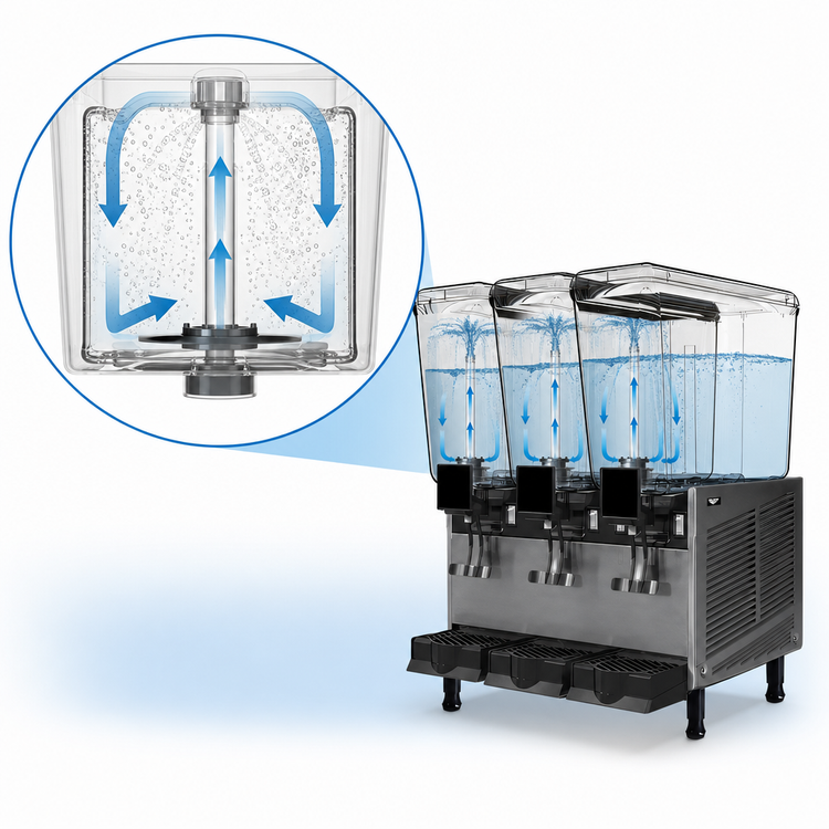 Product image #4 for Vollrath VBBE3-37-F 3-Bowl 5.28-Gallon Fountain Spray Refrigerated Beverage Dispenser