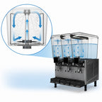 Thumbnail image #4 for Vollrath VBBE3-37-F 3-Bowl Fountain Spray Refrigerated Beverage Dispenser, 5.3-Gallon Bowls, Countertop Stainless Steel