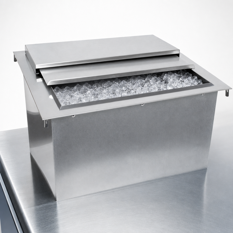Product image #4 for Glastender Drop-In Ice Bin with Sliding 2-Piece Stainless Steel Cover, 33 lb Capacity