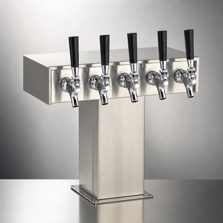 Product image #4 for Perlick 5-Faucet Air-Cooled Tee Draft Beer Tower, Standard Base, Stainless Steel Finish
