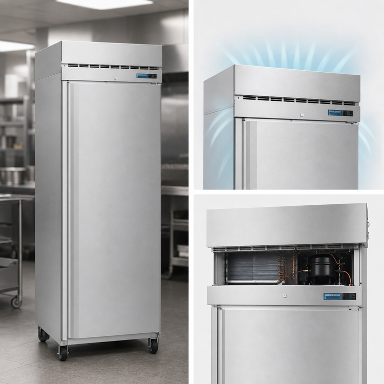 Product image #4 for Hoshizaki Steelheart Roll-In One-Section Refrigerator, 38.13 Cu. Ft., Top-Mounted Self-Contained Refrigeration, Solid Right-Hinged Door