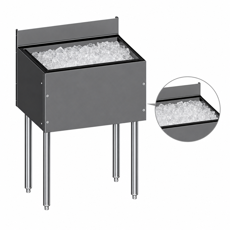 Product image #4 for CHOICE by Glastender 18-Inch Wide Underbar Ice Bin, 50 lb. Capacity, 19-Inch Deep