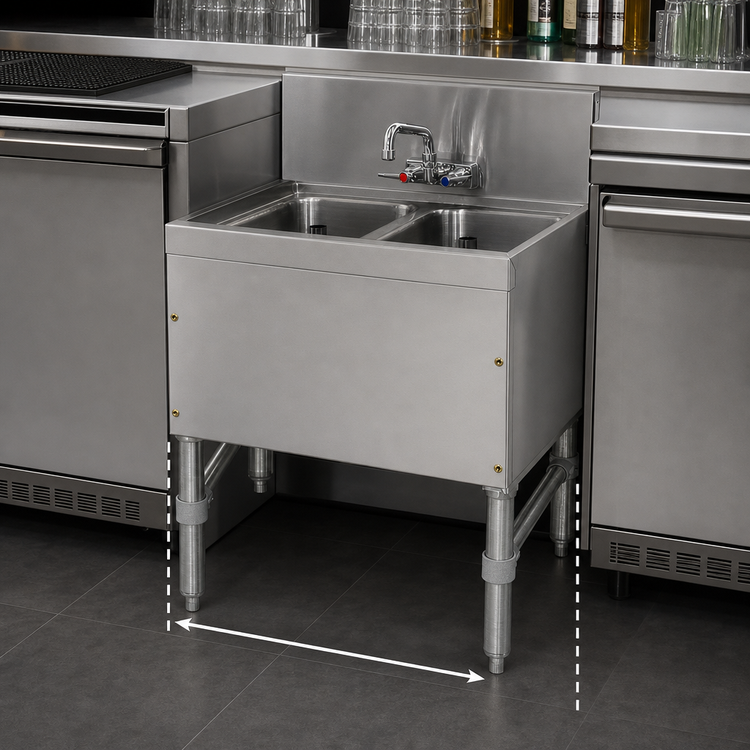 Product image #4 for Prestige Signature Series 1-Compartment Underbar Bar Sink Unit with Faucet, 24-Inch Wide