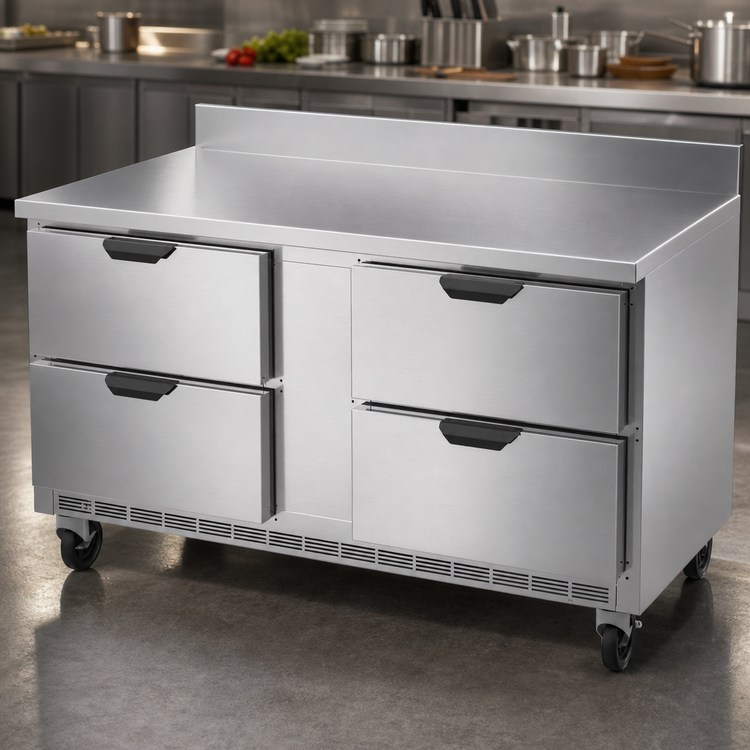 Product image #4 for Beverage-Air 60-Inch Two-Section Worktop Freezer with 4 Drawers