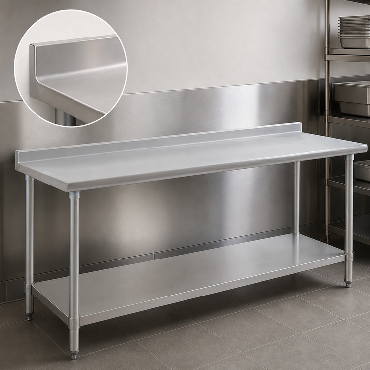 Product image #4 for Eagle Group Spec-Master Stainless Steel Work Table with Rear Up-Turn and Adjustable Undershelf, 144W x 36D