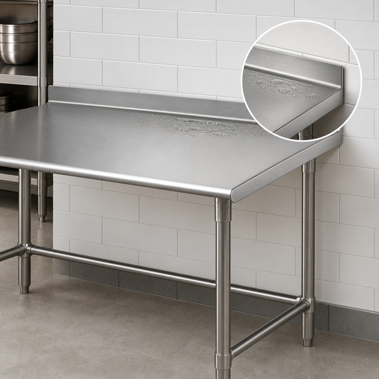 Product image #4 for Eagle Group Budget Series 108-Inch 430 Stainless Steel Work Table with 1-1/2-Inch Rear Up-Turn