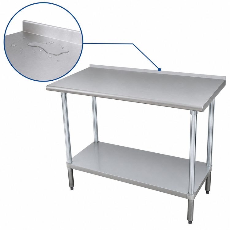 Product image #4 for Advance Tabco 84-Inch x 30-Inch Stainless Steel Work Table with 1-1/2-Inch Rear Up-Turn and Galvanized Undershelf