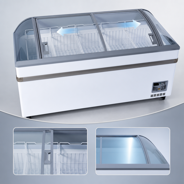 Product image #4 for KoolMore 65-Inch Manual Defrost Island Chest Freezer with Sliding Glass Doors, 16 Cu. Ft.