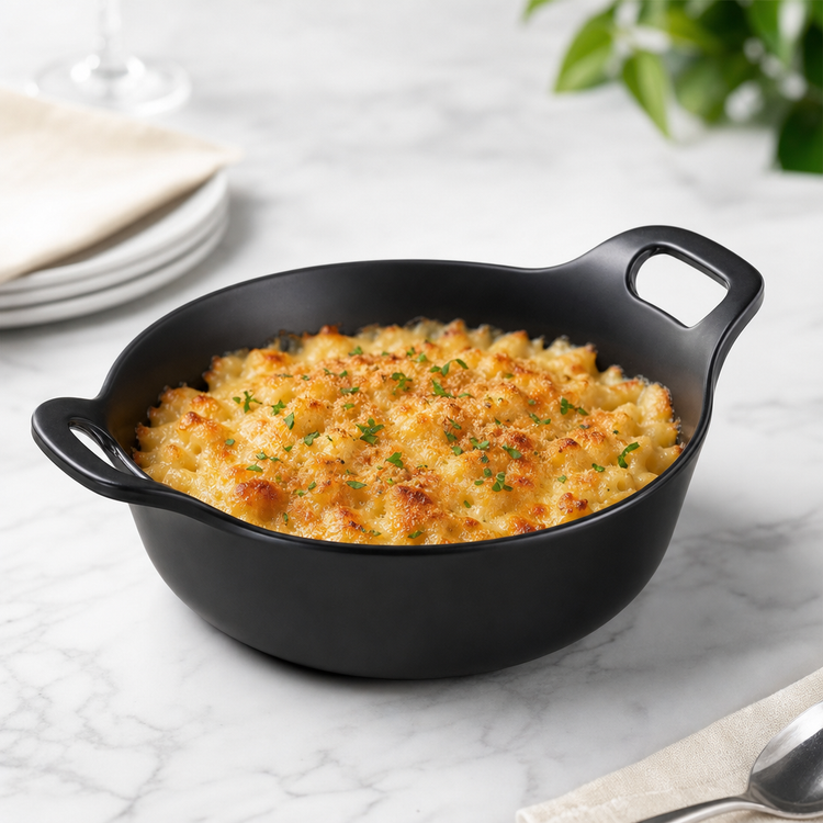 Product image #4 for American Metalcraft Round Melamine Casserole Dish, Cast Iron-Style, 39 oz., Black