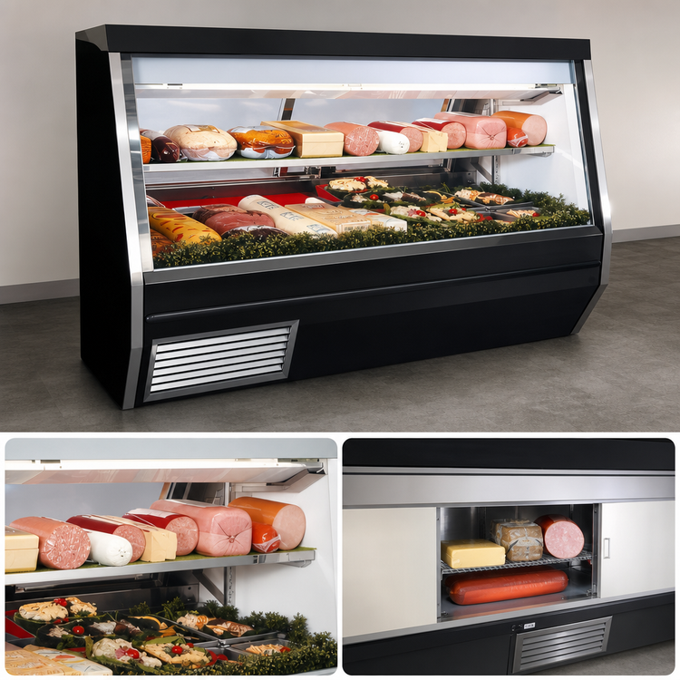 Product image #4 for Howard-McCray 34N Series Remote Double Duty Deli Meat & Cheese Service Case, 144 Inch, Straight Glass, LED Lighting, Black Exterior