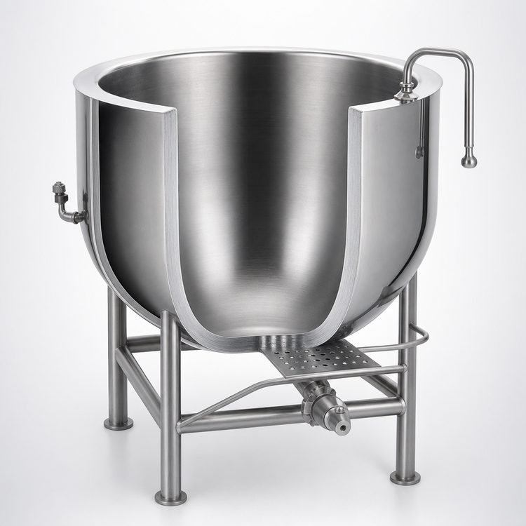 Product image #4 for Legion 50-Gallon Stationary Direct Steam Kettle with 2/3 Jacket and Tri-Leg Base