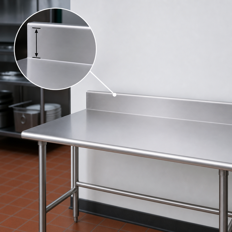 Product image #4 for Advance Tabco TSKG-247 84" x 24" 16 Gauge 430 Stainless Steel Work Table with 5" Backsplash and Open Base