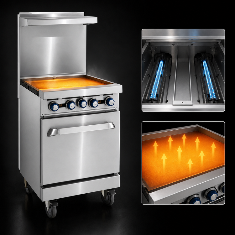 Product image #4 for Imperial Pro Series 24-Inch Gas Range with 24-Inch Griddle Top, Cabinet Base, and Hi-Shelf Backriser