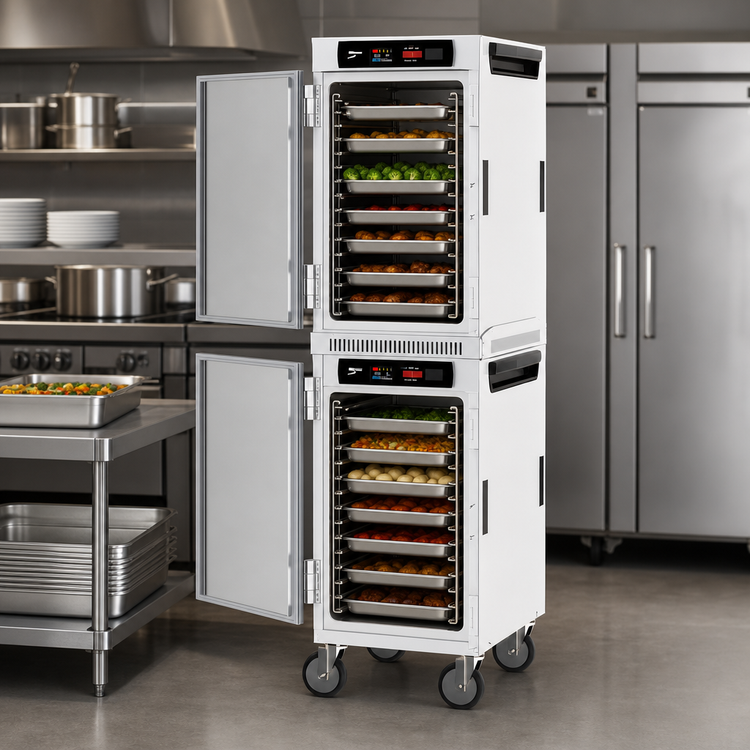 Product image #5 for Metro HotBlox Narrow 16-Pan Dual Cavity Mobile Insulated Holding Cabinet, Digital Touchscreen, Solid Doors