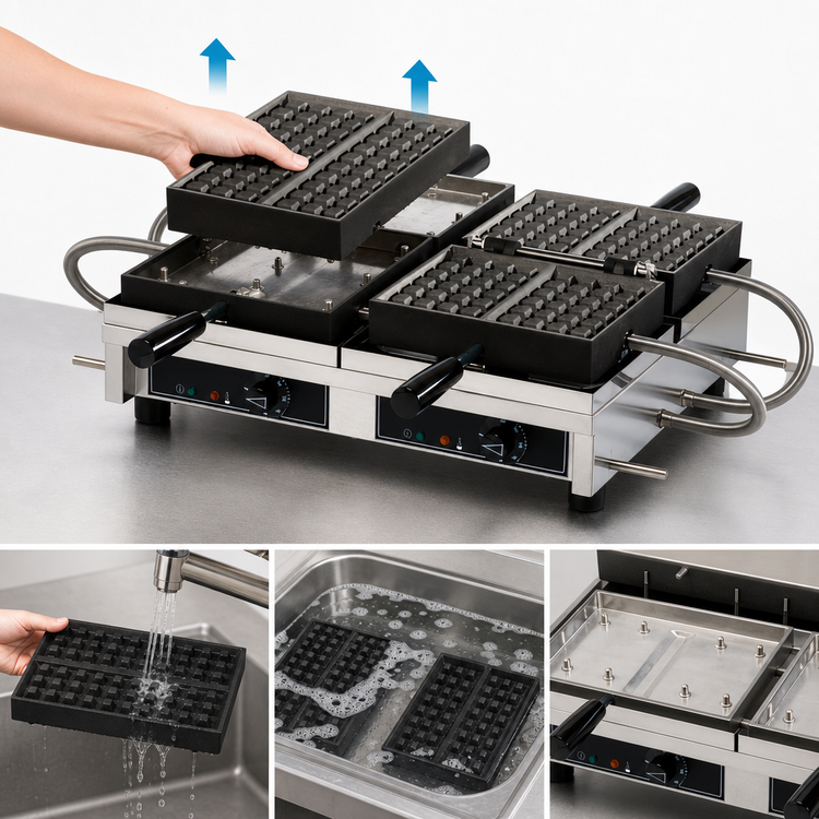 Product image #4 for Krampouz Double 180° 4 x 6 Brussels Countertop Commercial Waffle Maker
