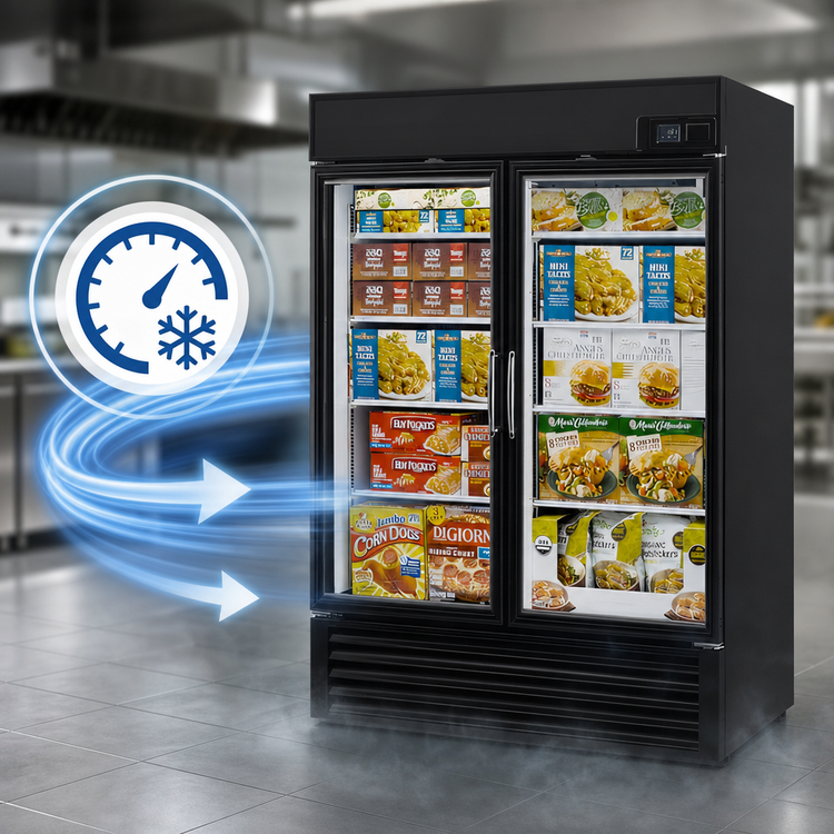 Product image #5 for Turbo Air 2-Section Glass Door Freezer Merchandiser, 39.88 Cu. Ft., Bottom-Mount Self-Contained, 115V