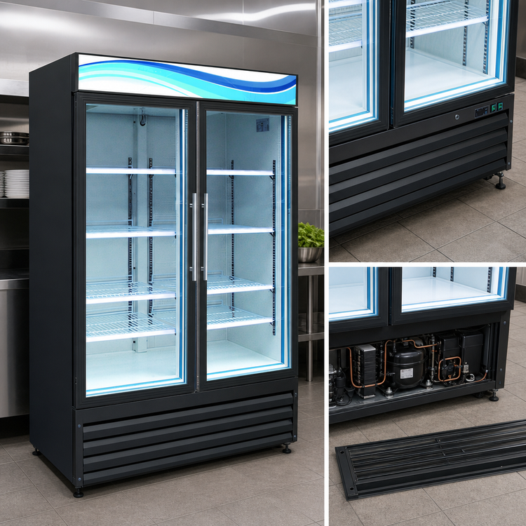 Product image #4 for Serv-Ware 2-Door 49 Cu. Ft. Black Glass Door Merchandiser Freezer