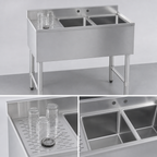 Thumbnail image #4 for Sapphire Manufacturing SMBS-2L 36-Inch Two-Compartment Stainless Steel Underbar Sink with Left Drainboard and Faucet