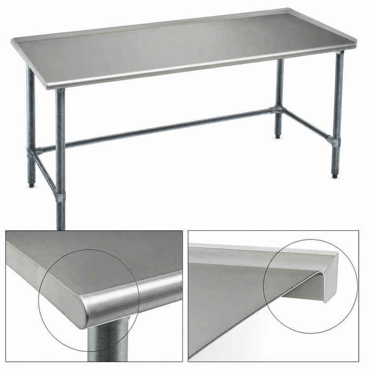 Product image #4 for Eagle Deluxe Series 108-Inch x 36-Inch Flat Top Stainless Steel Work Table with Galvanized Tubular Base
