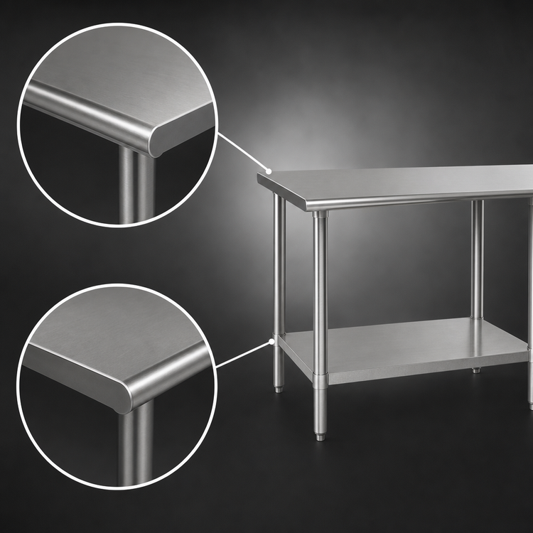 Product image #4 for Eagle Group Deluxe Series Stainless Steel Work Table with Galvanized Undershelf, 84 x 36 Inches