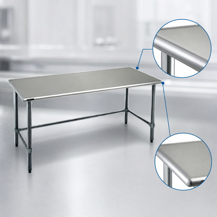 Product image #4 for Eagle Spec-Master 144-Inch x 36-Inch Stainless Steel Work Table with Rolled Edges and Crossrails