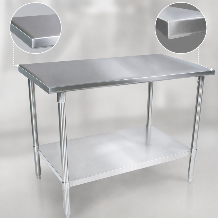 Product image #4 for John Boos Stallion 84-Inch x 30-Inch 16-Gauge 300 Series Stainless Steel Work Table with Safety Edge