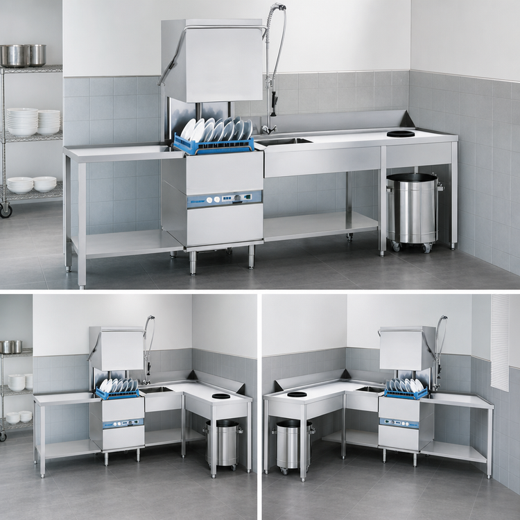 Product image #4 for Lamber L21EKS High-Temp Pass-Through Dishwasher, Gravity Drain, 20" x 20" Racks