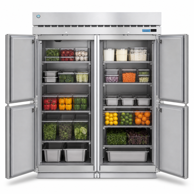 Product image #4 for Hoshizaki Steelheart Two-Section Roll-Thru Refrigerator with Four Locking Solid Hinged Doors, 78.35 Cu. Ft.