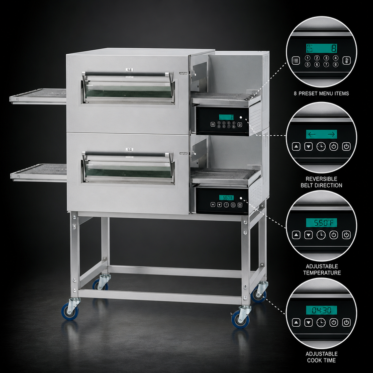 Product image #4 for Lincoln Impinger II 1100 Series Double Stack Electric Conveyor Pizza Oven Package with FastBake and EasyTouch Controls