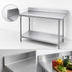 Thumbnail image #4 for Advance Tabco 84-Inch x 36-Inch Stainless Steel Work Table with 5-Inch Backsplash and Galvanized Undershelf