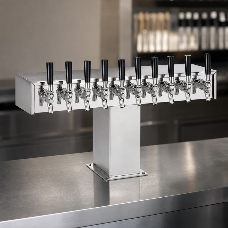 Product image #4 for Perlick Wide Base Glycol-Cooled Tee Beer Tower, Countertop, 12-Faucet, Stainless Steel